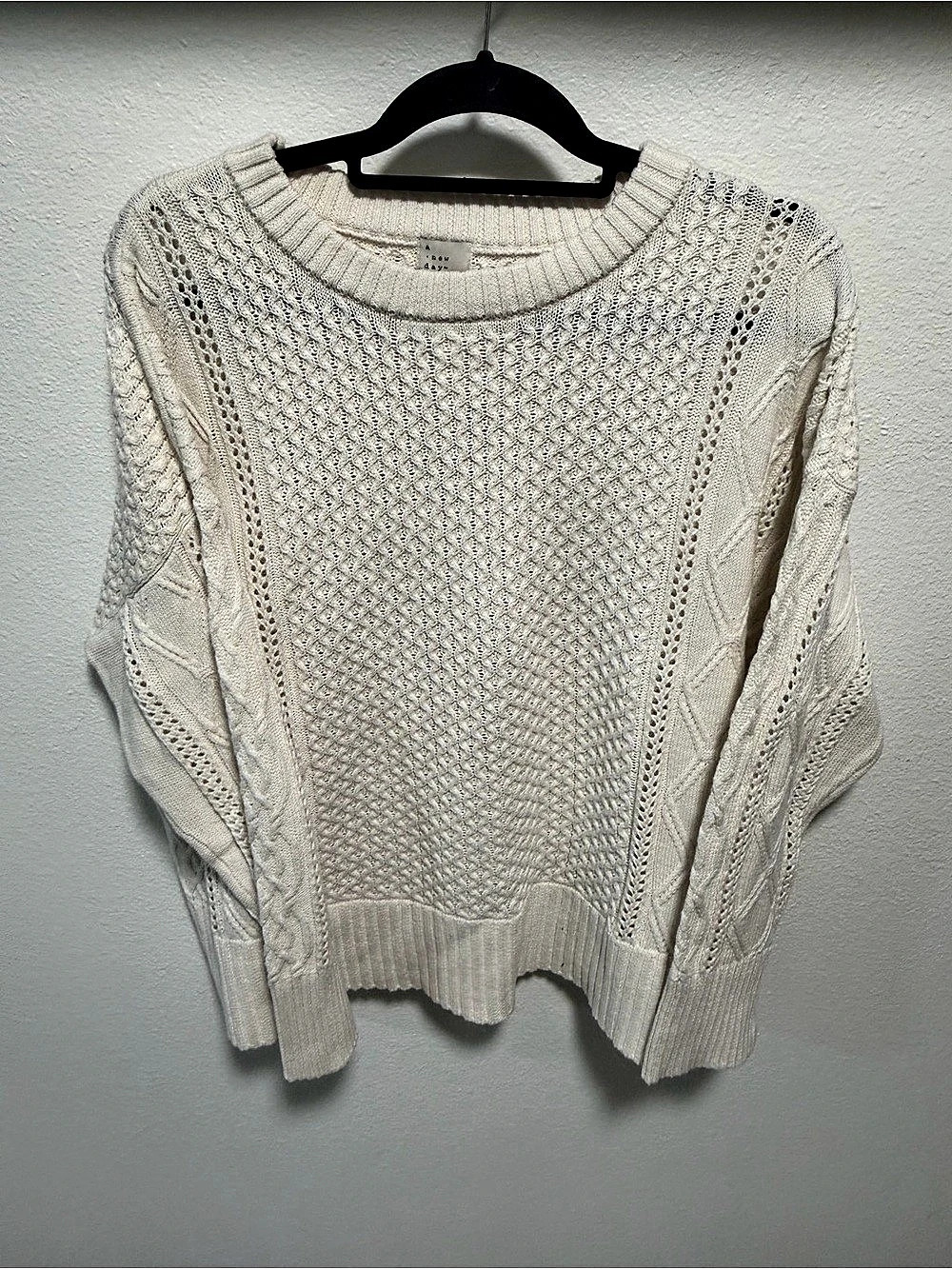NWT a new day Women's Open Weave Oversized Pullover Sweater Cream XXL